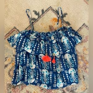 Lily Pulitzer Mays Top Indigo Get in Line jellyfish xs